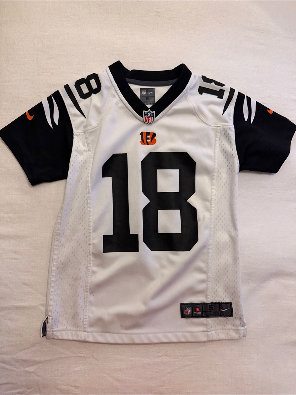 Nike Youth Cincinnati Bengals #18 White and Black Football Jersey